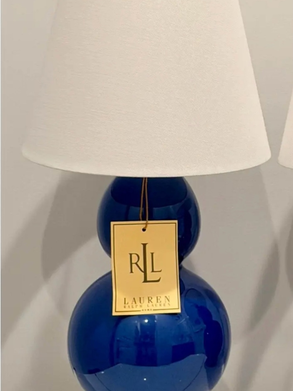 Lauren Ralph Lauren Glossy Cobalt Double-Gourd Table Lamp NWT